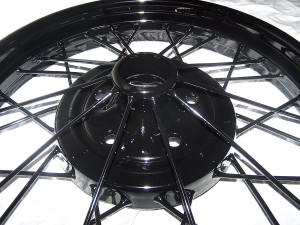 Black powder coated wire wheel