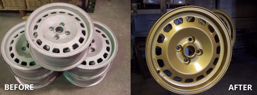 Big Truck Wheel BEFORE and AFTER Powder Coating