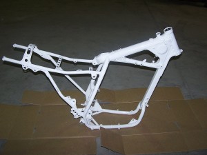 Powder coated motorcycle frame