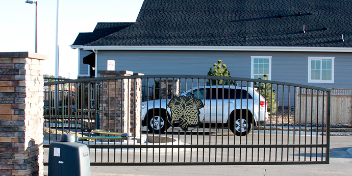 Powder coated gate with pine decoration