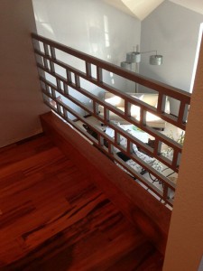 Powder coated silver railings view from upstairs