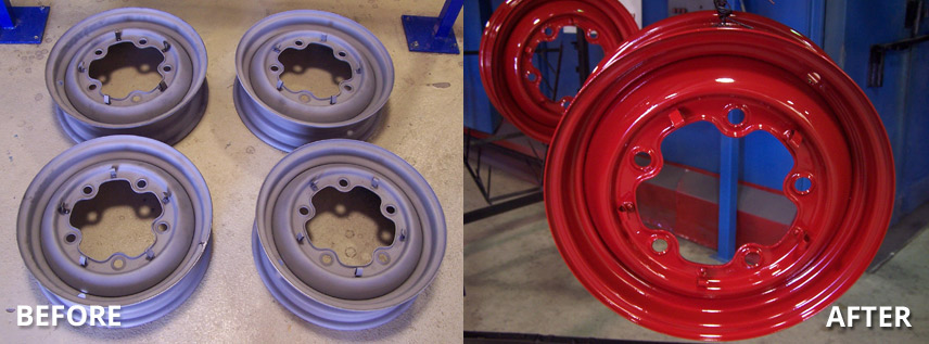 Truck Rims BEFORE and AFTER Powder Coating