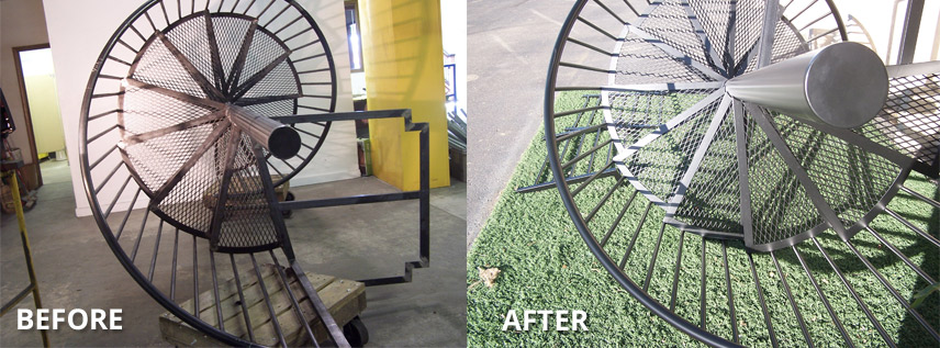 Spiral Staircase - before and after powder coating